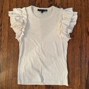 Veronica Beard White Ribbed Top